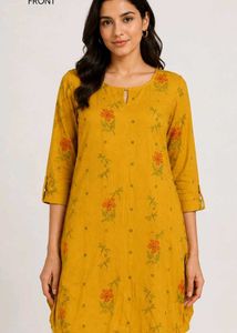 Mustard Yellow Floral Print Kurta