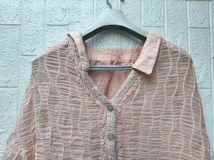 New with tag Chic Crinkle Textured Button-Up Top