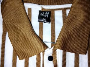 H&amp;M Brown &amp; White Striped Polo🤎