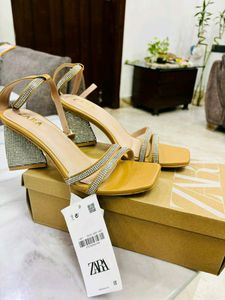 Sparkly Strap Block Heels