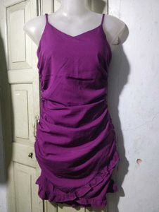 Purple Ruched Spaghetti  bodycon Dress 💜