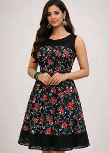 Chic Black Floral Print Dress