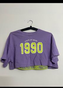 Purple "State of Mind 1990" Crop Top