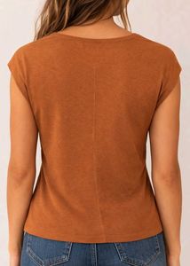 Brown Embellished T-Shirt