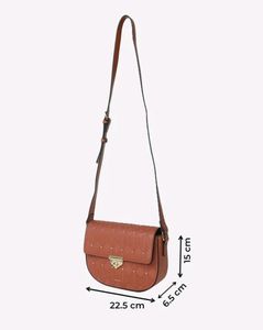 Iykyk Compact Brown Textured Crossbody Sling Bag