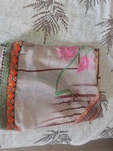 Peach Abstract Print Saree