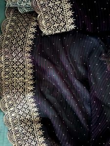 Deep Plum Fancy Saree with Designer Blouse Piece