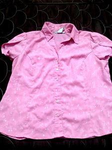 Pink Embroidered Short Sleeve Shirt