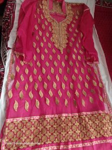Stunning Pink Kurta with Gold Embroidery