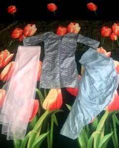 Grey Kurta Set with Dupatta