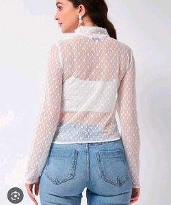 Sheer White Mock Neck Top
