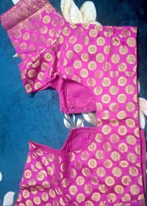 Pink &amp; Blue Banarasi Silk Saree