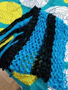 New Cozy Blue &amp; Black Knit Hat and Scarf Set