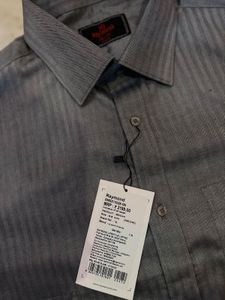 raymond Classic Grey Striped Dress Shirt