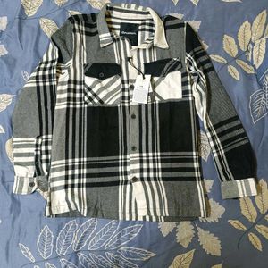 Threadbare Black Brushed Check Shacket Shirt