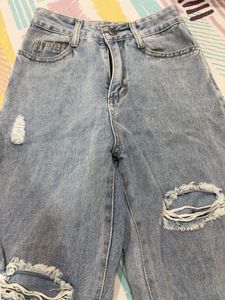 Urbanic Light Wash Ripped Wide Leg Jeans