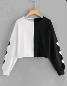 Split Color Crop Top with Heart Detail