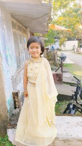 Lehenga choli for kids girls (Light yellow) for 3 to 8 yrs