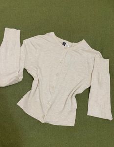 Cream Button-Up Cardigan