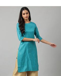 Teal Embellished Kurta