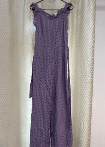 Chic Purple Eyelet Jumpsuit