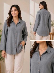 Chic Grey Button-Down Shirt