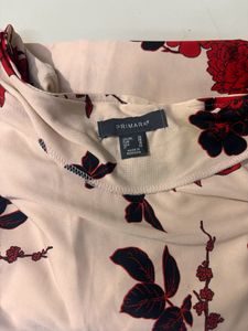 Boat Neck Cream Color Flower Printed  Dress