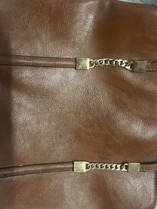 Brown Chain Accent Satchel