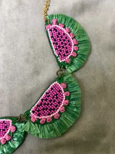 Watermelon Slice Beaded Necklace