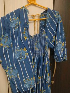Boho Blue Floral Print Dress