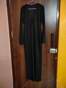 shein Black Long Sleeve Maxi Dress