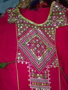 Embroidered Cotton Kurta with Mirror Work
