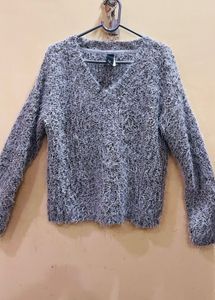 Cozy V-Neck Fuzzy Sweater
