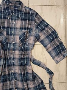 Plaid Button-Down Shirt Dress