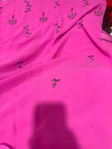 Elegant Pink Embroidered Saree