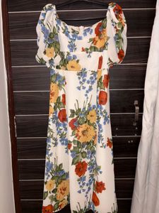 Floral Print Maxi Dress with Slit