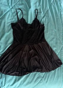 Lace Trimmed Satin Nightgown