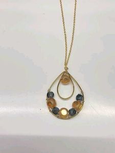 Handmade Gold Tone Beaded Pendant Necklace