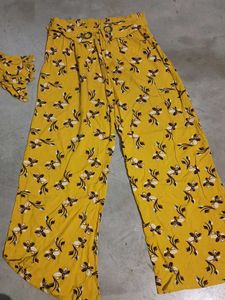 Mustard Floral Printed Jumpsuit for Women