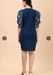 Teal Puff Sleeve Dress