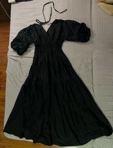 Gothic Witch Shirred Puff Dress