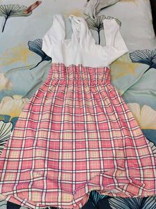 Cute Pink Plaid Dress with Hood