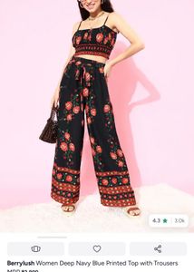 Floral Print Crop Top &amp; Trouser Set