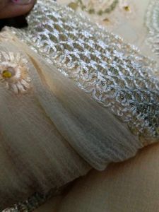 Elegant Cream Embroidered Saree