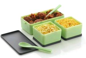 2 Tier Stackable Lunch Box with Utensils