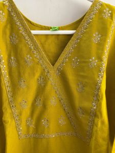Yellow Embroidered Kurta