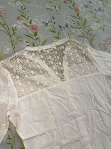 Stylish White Lace Detail Top