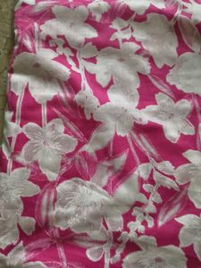 Pink Floral Print Fabric Piece