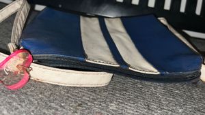 Blue &amp; White Striped Crossbody Bag