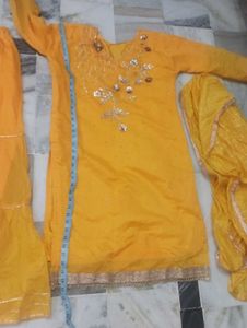 Yellow Kurta Set with Palazzo &amp; Dupatta